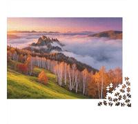 Misty Autumn Forest Puzzles 1000 Piezas Reciclable Material Mountain Valley Senior Puzzles Imposible Difícil Desafiante Educativo Game for Men 38x26cm/1000pcs