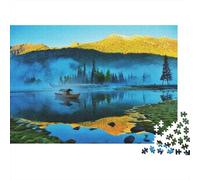 Misty Lake Landscape Puzzles 1000 Piezas Material Reciclable Material Nature Scenery Puzzle for Adultos Excelente Idea de Regalo Divertido Familia Gaming Time Activity 38x26cm/1000pcs