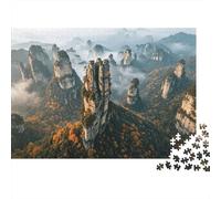 Misty Peaks Puzzles 1000 Piezas Reciclado Material Zhangjiajie Adult Jigsaws Developing Boy & Girl‘s Intelligence Parent Child Game Actividad 38x26cm/1000pcs