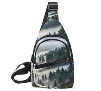 Misty Pine Forest on The Mountain Slope in a Nature Reserve - Bolsa bandolera para mujeres y hombres, bolsa cruzada de hombro, mochila de viaje, Multicolor 03, 11.8x7x1.5in/30x18x4cm
