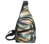 Misty Pine Forest on The Mountain Slope in a Nature Reserve - Bolsa bandolera para mujeres y hombres, bolsa cruzada de hombro, mochila de viaje, Multicolor 11, 11.8x7x1.5in/30x18x4cm