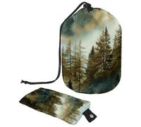 Misty Pine Forest on The Mountain Slope in a Nature Reserve - Bolsa de cosméticos con mini bolsa con cremallera, bolsa de aseo de viaje para mujer, organizador de maquillaje con cordón, bolsa portátil