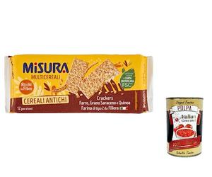 Misura Crackers ai Cereali Multigrain - Galletas de cereales (12 unidades, espelta, trigo sarraceno y quinua, 350 g, 400 g)