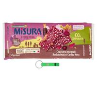 Misura Fibrextra Crackers Integrali - 12 galletas integrales ricas en fibra con remolacha y zanahoria negra, paquete de 385 g + llavero Beni Culinari gratis