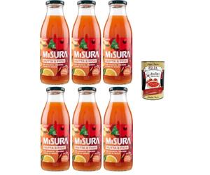 Misura Frutti & FioriArancia Zenzero e Fiori di Ibisco - Jengibre naranja y flores de hibisco, 6 x 500 ml + Polpa italiana gourmet 400 g