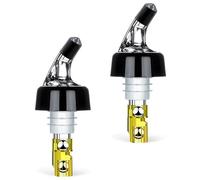MISUVRSE 2 vertedores de 30 ml de chupito con bola de acero, dispensador automático de botellas medido, dispensador de cóctel de vino multifuncional, dispensador de licor de acero inoxidable con bola
