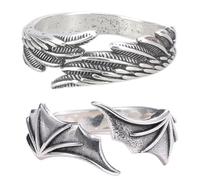 MISUVRSE Ángel demonio alas parejas anillos para mujeres hombres se ajustan a la novia promesa de moda para adolescentes pulgar joyería compromiso alas anillos emparejamiento hombres, como se describe