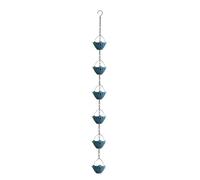 MISUVRSE Cadena de lluvia de metal resistente a la intemperie con ganchos de fijación, 6/9 vasos de flores de metal, elegante fuente de agua para canalones, aleros, cadena de recogida de agua de