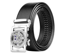 MISUVRSE Cinturón casual con hebilla de lobo único para hombres, padre, profesor, negocios, plata, Talla única