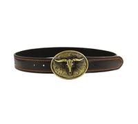MISUVRSE Cinturón para mujer y hombre, vaquero, talla de cuero, cinturón de campo, hebillas de bullhead, cintura ajustable, hebilla de vaquero, cinturón para hombre y mujer, 130 cm, Talla única