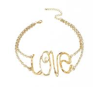 MISUVRSE Collar de metal multicapa con forma de amor para mujeres y hombres, collar con colgante punk de oro y plata, collar exagerado