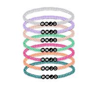 MISUVRSE Paquete de 7 pulseras religiosas elásticas What Would Do WWJD con cuentas coloridas para mujer, talla única, como se describe