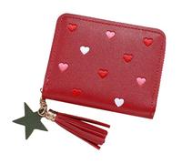 MISUVRSE Pequeña moneda calidad PU titular de la tarjeta portátil y seguro debe disponer de moneda para viajar de compras y trabajar para las mujeres, rojo