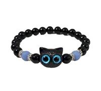 MISUVRSE Pulsera de perlas de moda Pulseras de gato luminosas atrapadas de resina joyería de cadena adecuada para mujeres pulsera llamativa, talla única, como se describe