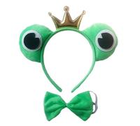 MISUVRSE Rana diadema y pajarita Set de dibujos animados Princesa Cosplay Accesorios para fotos Halloween rana diadema + corbata a granel