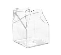 MISUVRSE Vasos cuadrados transparentes para cócteles, tazas de vidrio con forma de caja de leche, taza de café única, tazas de café para cremas, jarra de vidrio para mezclar