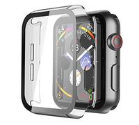 Misxi Transparente Fundas Apple Watch SE 3 / SE 2 / SE/Serie 6/5 / Serie 4 44mm con Protector de Pantalla Cristal Templado [2-Piezas], HD Protección Completa Carcasa para iWatch - Transparente