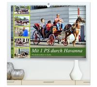 Mit 1 PS durch Havanna - Pferdedroschken in Kuba (hochwertiger Premium Wandkalender 2026 DIN A2 quer), Kunstdruck in Hochglanz: Pferdedroschken in der Altstadt von Havanna