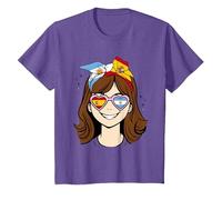 Mitad Argentina Mitad española niña, España Argentina niñas Camiseta, Niños, Morado Jaspeado, 8 años