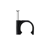Mitad de abrazadera con gancho en J y clavo, Clip de cable redondo plástico PE con soporte for clavos acero al carbono, negro, 4-14mm, paquete 50(14mm Black)