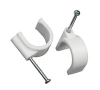 Mitad de abrazadera con gancho en J y clavo, Clips for Cable Redondos Blanco 14-25mm 20PZS(14mm)