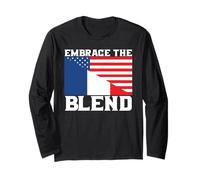 Mitad Francesa Mitad Americana Bandera de Estados Unidos Francia Americana Manga Larga