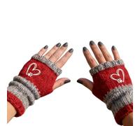 Mitaines Chaudes Sans Doigts, Mitaine Brodée Cœur et Motifs Ajourés, Mittens en Tricot sans Doigts, r Camping R e Motoc e lotaf Pêc sme Conduite