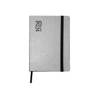 MITAMA Agenda plateada negra - Planificador semanal - 18 meses septiembre 2023 - febrero 2025 - 158 páginas + 50 contenidos extra- bolsillo interior + lápiz a juego - 15 x 21 cm