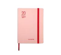 MITAMA Agenda roja rosa - Planificador diario - 12 meses 2024-366 páginas + 66 contenidos extra - Bolsillo interior + lápiz a juego - 15 x 21 cm