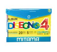 MITAMA - Álbum de dibujo - Hojas rugosas 5 colores (negro, rojo, amarillo, verde, azul) - Formato 24 x 33 cm - 220 gramos - Paquete de 20 hojas - Técnico, para colorear - Álbum escolar