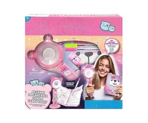 Mitama Caja - My Teddy Set, lámpara Teddy, cuaderno moldeado Teddy, bolígrafos de gel rainbow, pegamento stick, base para teléfono móvil, rosa, para niñas y niñas, juegos creativos, tiempo libre, idea