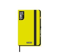 Mitama Cuaderno de bolsillo amarillo flúor - Memo Book - Portada Soft Touch - Bolsillo interior + Lápiz incluido - Hojas cuadriculadas 5 mm - 9 x 14 cm