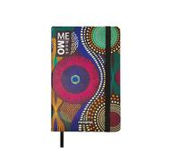 Mitama Cuaderno de bolsillo gráfico AFRO - MEMO BOOK - NOTEBOOK - Tapa Soft Touch - Bolsillo interior + lápiz incluido - Hojas a rayas - 9 x 14 cm