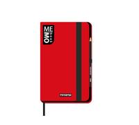 Mitama Cuaderno de bolsillo rojo - MEMO BOOK - NOTEBOOK - Tapa Soft Touch - Bolsillo interior + lápiz incluido - Hojas blancas - 9 x 14 cm