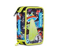 Mitama Estuche Escolar con 3 Compartimentos, Disco Space, con rotuladores, lápices, Ceras, etc.