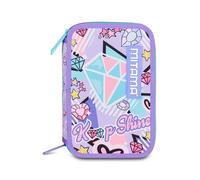 Mitama Estuche Escolar con 3 Compartimentos, Doble Diamante, con rotuladores, lápices, Ceras, etc.