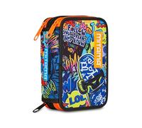 Mitama Estuche Escolar con 3 Compartimentos, Skate Dream, con rotuladores, lápices, Ceras, etc.