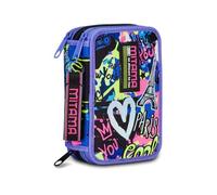 Mitama Estuche Escolar con 3 Compartimentos, Super Triple City Love, Contenido 50 Unidades, Completo de lápices, rotuladores, portalápices Escuela Primaria niña, Violeta, Talla única, Estuche con 3