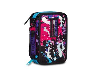 Mitama Estuche Escolar con 3 Compartimentos, Super Triple Color Splash Girl, Contenido 50 Unidades, Completo de lápices, rotuladores, portalápices Escuela Primaria niña, Negro, Talla única, Estuche