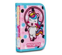 Mitama Estuche Spinny para guardería, reversible con doble gráfico, que contiene ceras, rotuladores, tijeras, etc., azul, para niñas, escuela y tiempo libre, azul claro, Talla única, Estuche guardería