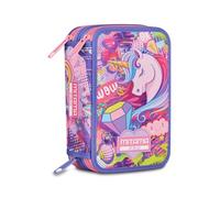 Mitama FAIRYUNICORN - Estuche escolar con 3 compartimentos, 47 piezas, con lápices, rotuladores, portalápices para escuela primaria para niña