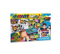 Mitama - Kit creativos - Graffiti Art- 24 unidades - incluye 15 rotuladores mágicos aerógrafos + 6 plantillas + 1 álbum + 2 aerógrafos - Juegos creativos para niños, niñas - Juegos de formación