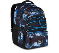 Mitama - Mochila escolar #BDBF BLUEDROPS, azul, mochila triple compartimento, bolsillo porta botella, puerto USB integrado, ancho ajustable, mochila escolar media y superior, niño, turquesa, Talla