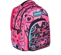 Mitama Mochila escolar primaria M-Power RockNLove, triple compartimento, para niños y niñas, bolsillo porta botella, respaldo acolchado, rosa