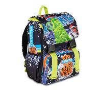 Mitama Mochila Escolar Triple Compartimento Disco Space, Negro, Bolsillo Porta Botella, niño, Escuela Primaria, Extensible