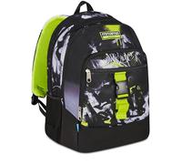 Mitama Mochila escolar, X Plus Inkstyle, triple compartimento, negro, bolsillos porta botella, respaldo con fondo integrado, correas acolchadas, mochila escolar media, niño