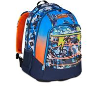 Mitama Mochila escolar, X Plus Urbanloop, triple compartimento, azul, bolsillos porta botella, respaldo con fondo integrado, correas acolchadas, mochila escolar media, niño