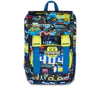 Mitama Mochila extensible con 4 cremalleras, GAMING404, negra, gran capacidad, doble compartimento, respaldo preformado, niño, escuela primaria