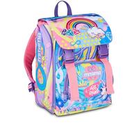 Mitama Mochila extensible con 4 cremalleras, Rainbow Dream, lila, gran capacidad, doble compartimento, respaldo preformado, niña, escuela primaria