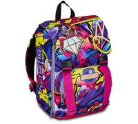 Mitama Mochila extensible Hip-Hop Diamond con bolsillo frontal, rosa y morado, escuela primaria y tiempo libre, niña, violeta, Talla única, Mochila extensible